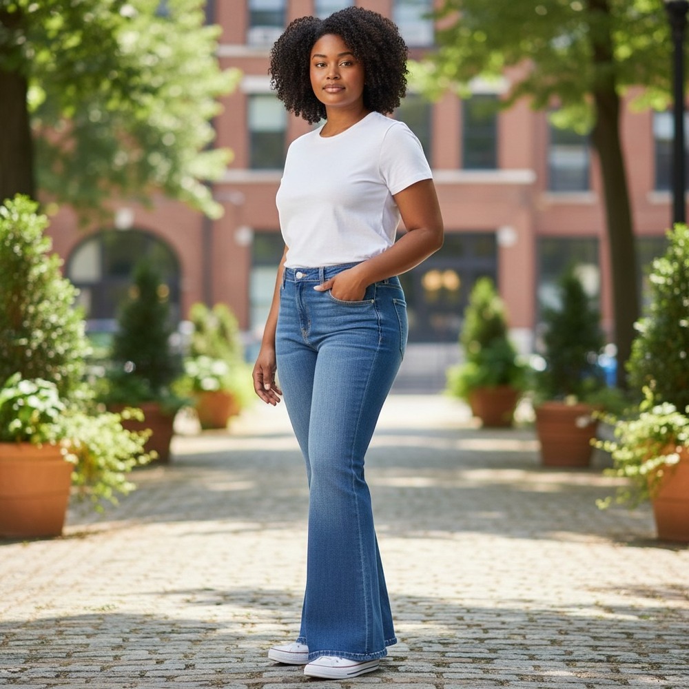 Jones New York Sport‎ Flare Jeans 16 Blue Premium Stretch Denim Mid Rise EUC